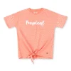 Gini And Jony Girls Peach Printed Cotton Knits Top Half Sleeves