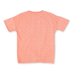 Gini And Jony Girls Peach Printed Cotton Knits Top Half Sleeves