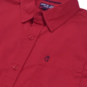 Gini & Jony Boys Red Solid Cotton Half Sleeves Shirt