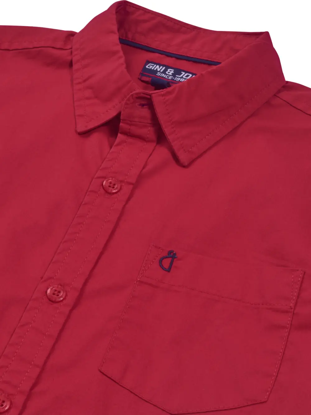 Gini & Jony Boys Red Solid Cotton Half Sleeves Shirt