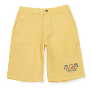 Gini And Jony Boys Yellow Printed Cotton Bermuda Elasticated