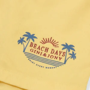 Gini And Jony Boys Yellow Printed Cotton Bermuda Elasticated