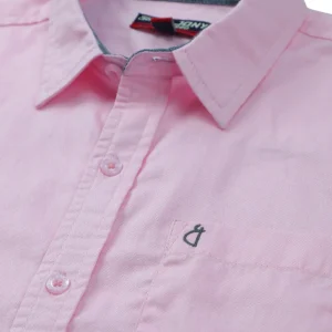 Gini And Jony Boys Pink Solid Cotton Shirt Half Sleeves