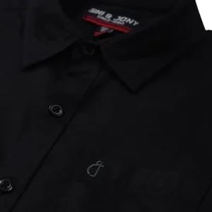 Gini And Jony Boys Black Solid Cotton Full Sleeves Shirt
