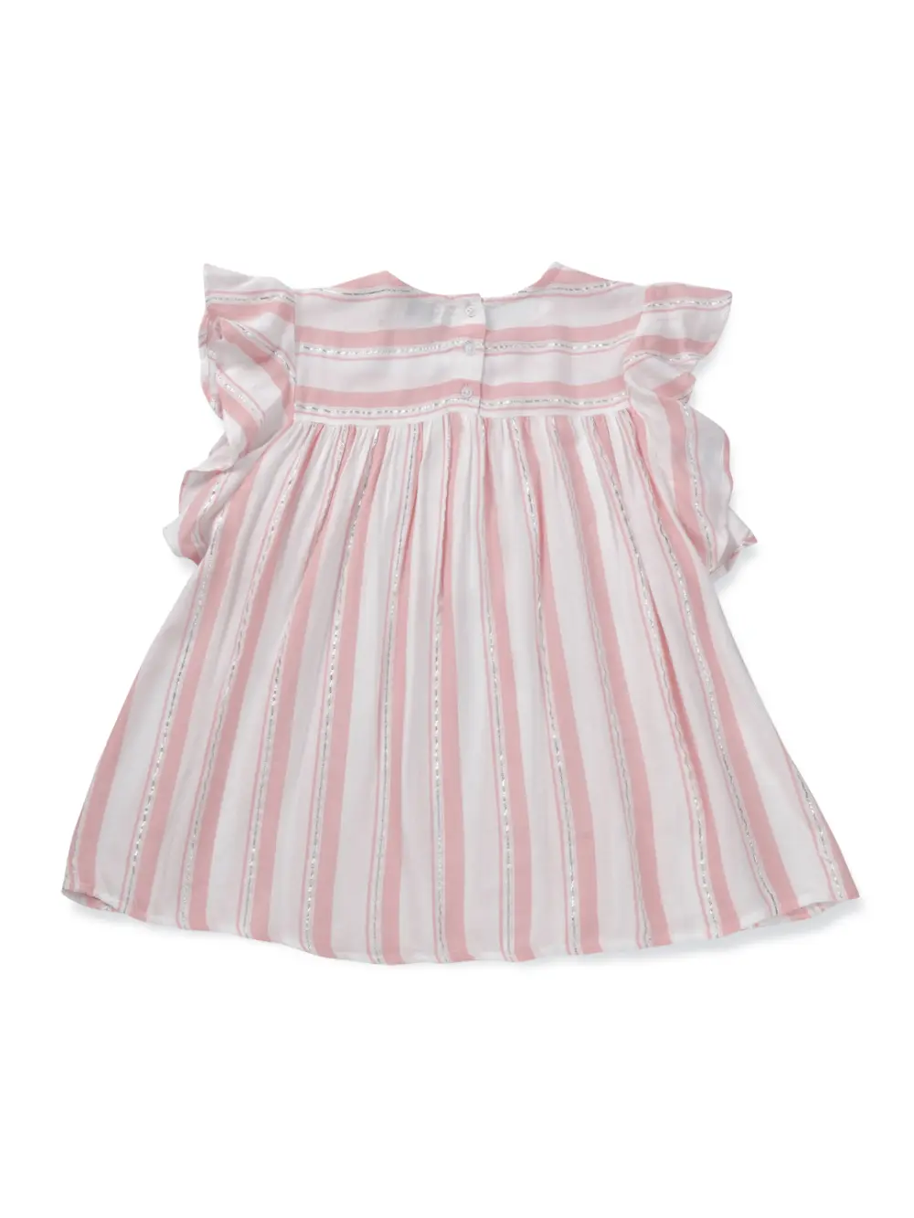 Gini And Jony Girls White Striped Cotton Woven Top Cap Sleeves