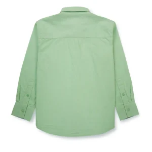 Gini & Jony Boys Green Solid Plain Dyed Cotton Twill Full Sleeves Shirt