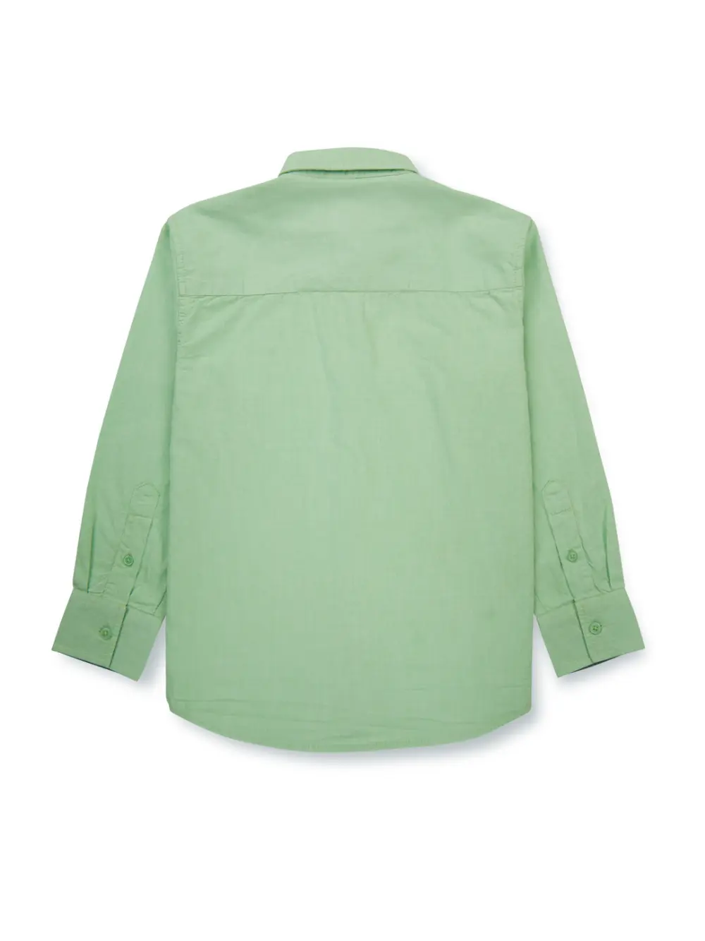 Gini & Jony Boys Green Solid Plain Dyed Cotton Twill Full Sleeves Shirt