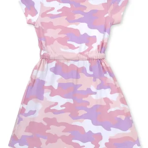 Gini And Jony Girls Pink Camouflage Cotton Dress Half Sleeves