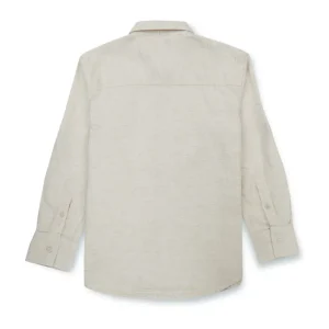 Gini & Jony Boys Off White Solid Cotton Khadi Full Sleeves Shirt