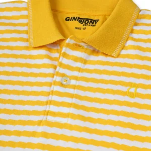 Gini & Jony Boys Yellow Printed Knitted Half Sleeves Polo T-Shirt