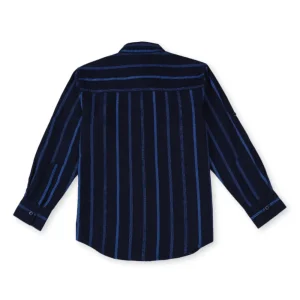 Gini And Jony Boys Navy Blue Stripes Cotton Shirt Half Sleeves