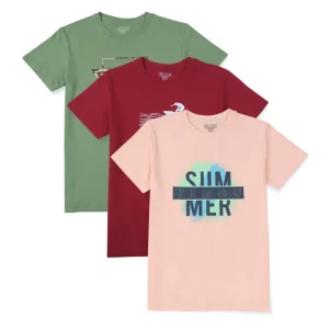 Gini And Jony Boys Multi-Color Graphic Print Cotton T-Shirt Pack Of-3 Half Sleeves