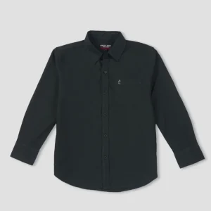Gini & Jony Boys Black Solid Cotton Full Sleeves Shirt