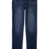Gini And Jony Girls Dark Blue Washed Denim Jeans Fixed Waist