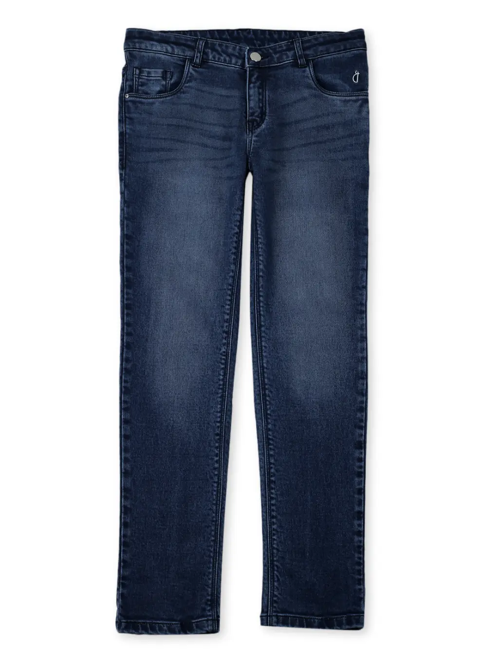Gini And Jony Girls Dark Blue Washed Denim Jeans Fixed Waist
