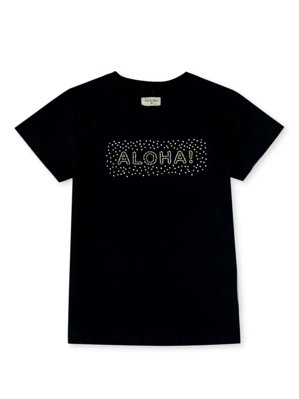 Gini And Jony Girls Black Printed Cotton Knits Top Half Sleeves
