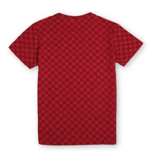 Gini & Jony Boys Red Checks Knit Half Sleeves T-Shirt