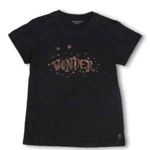 Gini & Jony Girls Black Glitter Print Knit Half Sleeves Knits Top