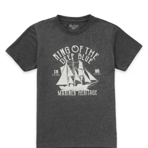Gini And Jony Boys Grey Printed Cotton T-Shirt Half Sleeves