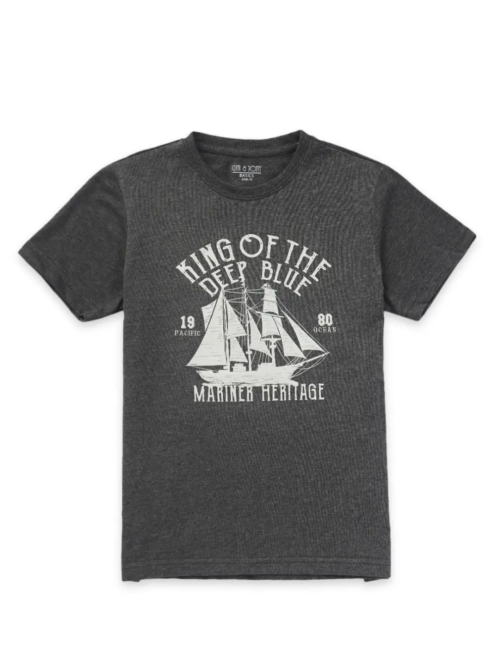 Gini And Jony Boys Grey Printed Cotton T-Shirt Half Sleeves