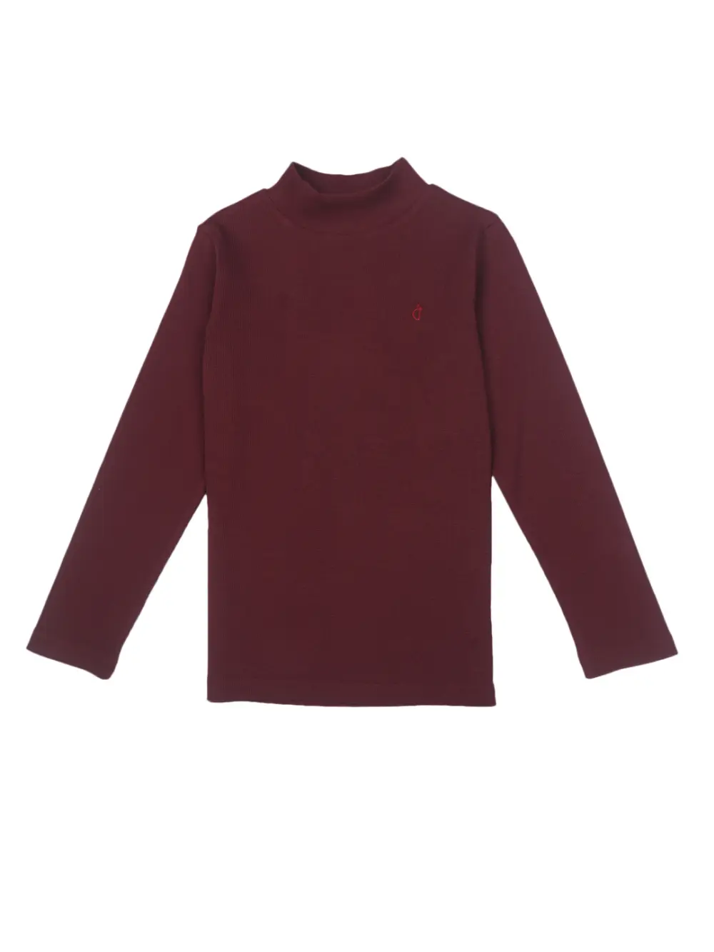 Gini And Jony Girls Maroon Solid Cotton Skivvy Full Sleeves 9-10 Years