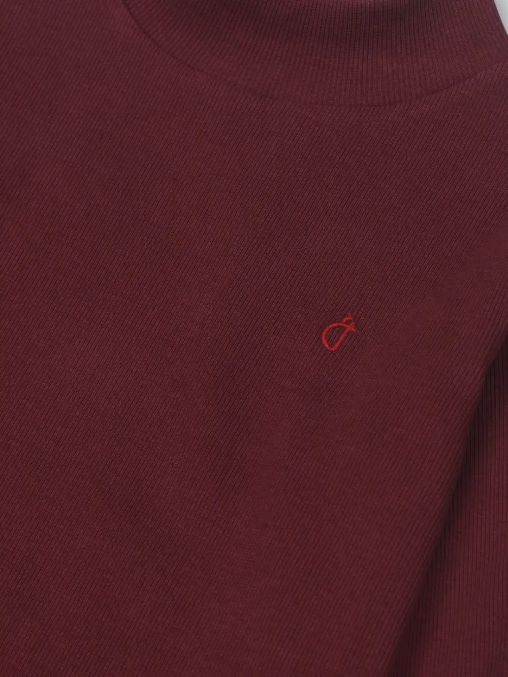 Gini And Jony Girls Maroon Solid Cotton Skivvy Full Sleeves 9-10 Years