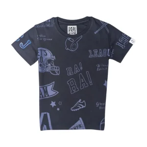 Gini And Jony Boys Navy Graphic Print Cotton T-Shirt Half Sleeves