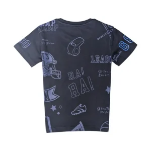 Gini And Jony Boys Navy Graphic Print Cotton T-Shirt Half Sleeves