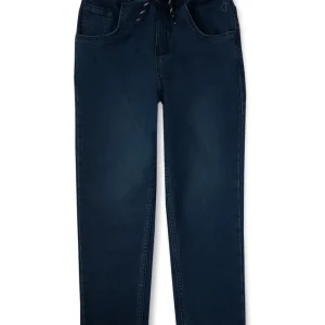 Gini & Jony Boys Blue Solid Denim Elasticated Jeans