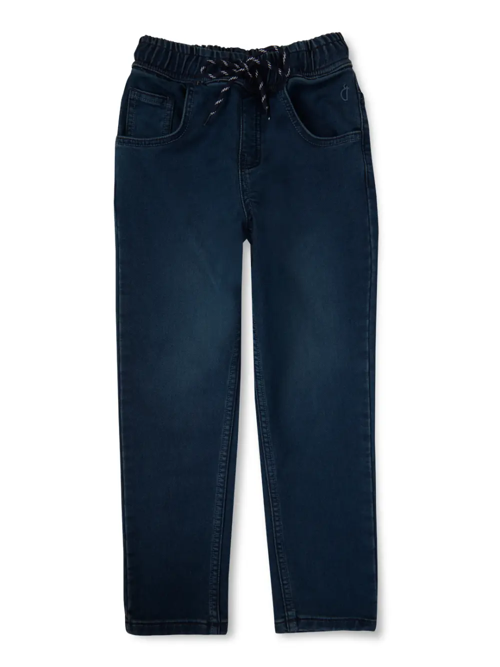 Gini & Jony Boys Blue Solid Denim Elasticated Jeans