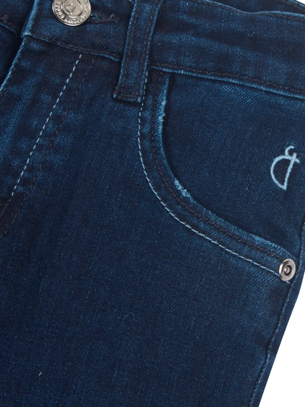 Gini & Jony Boys Blue Solid Denim Fixed Waist Jeans