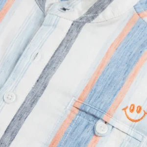 Gini And Jony Boys White Stripes Cotton Full Sleeves Shirt