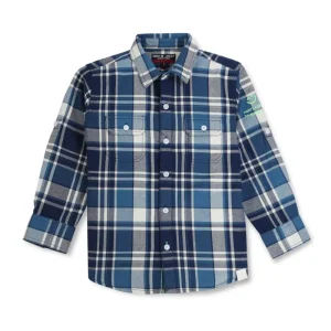 Gini & Jony Boys Blue Checks Cotton Shirt