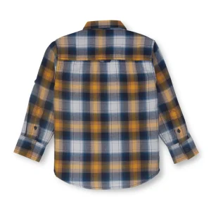 Gini And Jony Boys Yellow Checkered Woven Full Sleeves Shirt