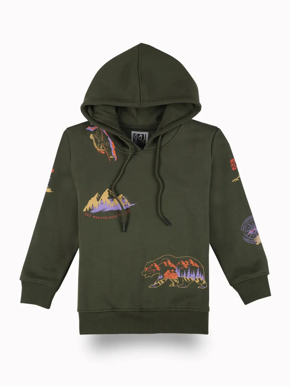 Gini And Jony Boys Olive Graphic Print Cotton Sweat Shirt Full Sleeves