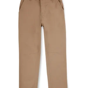 Gini & Jony Boys Brown Solid Cotton Fixed Waist Trouser