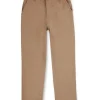 Gini & Jony Boys Brown Solid Cotton Fixed Waist Trouser