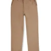 Gini & Jony Boys Brown Solid Cotton Fixed Waist Trouser