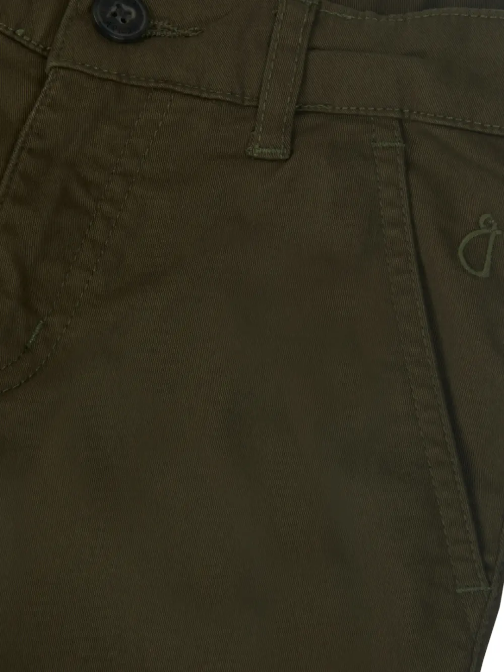 Gini And Jony Boys Olive Solid Cotton Fixed Waist Trouser