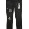 Gini And Jony Boys Black Printed Denim Elasticated Jeans