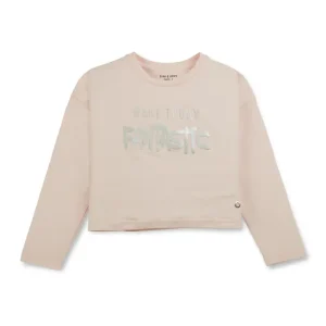 Girls Pink Solid Cotton Knits Top