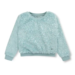 Gini And Jony Girls Blue Solid Fleece Full Sleeves Sweat Shirt
