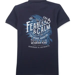 Gini And Jony Boys Navy Blue Typographic Print Polo T-Shirt Half Sleeves