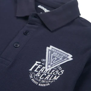 Gini And Jony Boys Navy Blue Typographic Print Polo T-Shirt Half Sleeves