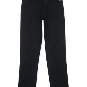 Gini And Jony Boys Black Solid Cotton Fixed Waist Trouser