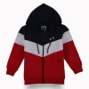 Gini And Jony Boys Red Color Block Cotton Knits Jacket Full Sleeves