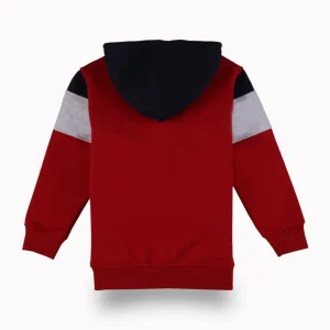 Gini And Jony Boys Red Color Block Cotton Knits Jacket Full Sleeves