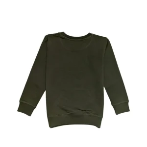 Gini And Jony Boys Olive Logo Cotton Sweat Shirt Full Sleeves