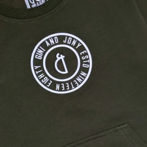 Gini And Jony Boys Olive Logo Cotton Sweat Shirt Full Sleeves