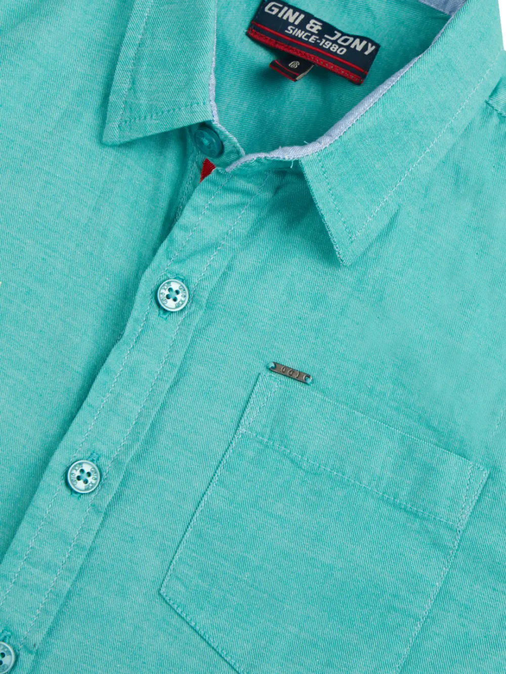 Gini And Jony Boys Solid Cotton Shirt